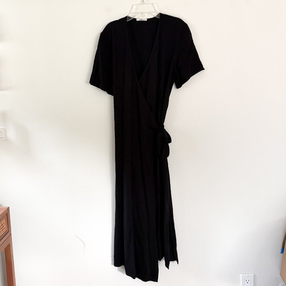 Michelle by Comune // Colbert Black Faux Wrap Midi Dress L - Picture 2 of 7